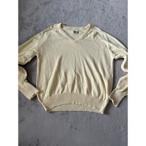 TTX Men's Large Sea Island Style Cotton Cardigan Pullover‎ Sweater Yellow Cabin